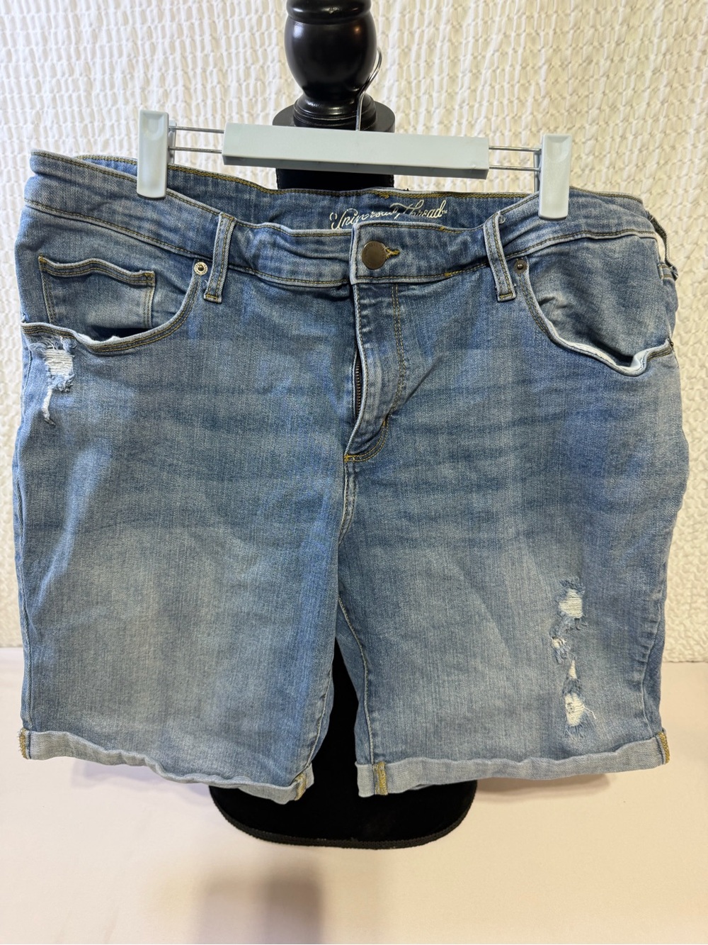 Universal Thread Light Blue Denim Shorts with Yellow Stitching
